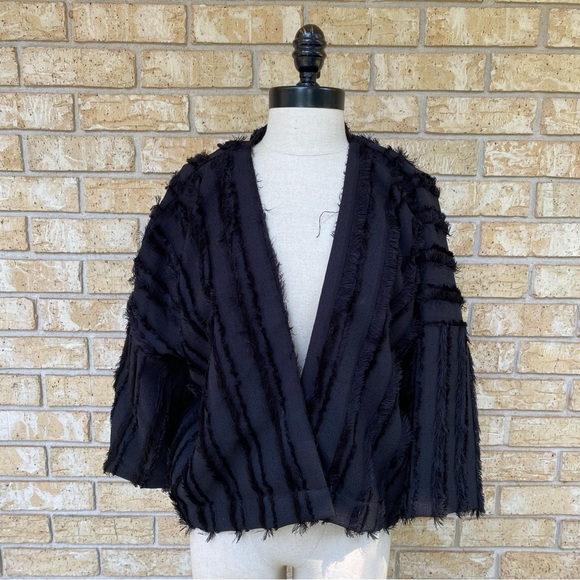 a new day Jackets & Blazers - Ruffle Striped Open Jacket